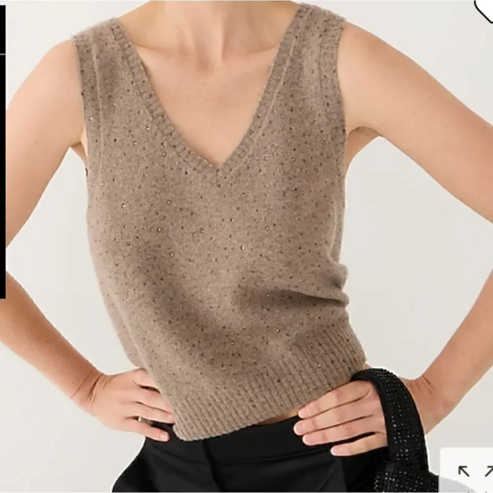 J CREW Crystal Embellished Sweater Shell Vest Supersoft Yarn sz XS NWT